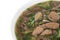 Vietnamese food , rice noodle soup with sliced sauteed beef