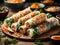 Vietnamese Goi Cuon Spring Rolls, famous Asian food, cinematic photography