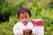 Vietnamese Hmong children in rice terrace river side o at Y TY town