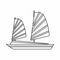 Vietnamese junk boat icon, outline style