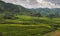 Vietnamese mountain landscape with rice fields and small villages in the mountains