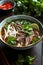 Vietnamese pho beef noodle soup bowl