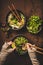 Vietnamese soup Pho Ga and womans hands with chopsticks