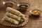 Vietnamese spring rolls - rice paper, lettuce, salad, vermicelli