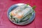 Vietnamese street food- fresh shrimp rolls with chives, Goi Cuon