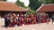 Vietnamese students taking graduation photo at the Temple of Literature