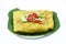 Vietnamese stuffed crispy omelet on banana leaf