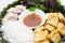 Vietnamese traditional plate pork vermicelli tofu and vegetable