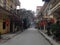 Vietnamese village street with flags, Vietnam.