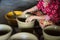 Vietnamese woman hands making clay pots - pottery product by hands in Hon Dat district, Kien Giang province, Mekong delta, South V