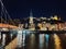 The vieux Lyon, view of the lyon old town and the fouviere hill and the river saone, Lyon, France, night scene