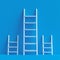 view 3D rendering ladder achievement concept on blue studio background