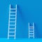 view 3D rendering ladder achievement concept on blue studio background