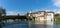 View of the Aare river and the historic old town of Olten and wooden bridge