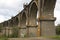 View of the abandoned old Mokrinsky railway bridge. Russia, the village of Mokry, the bridge was built in 1918