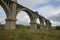 View of the abandoned old Mokrinsky railway bridge. Russia, the village of Mokry, the bridge was built in 1918