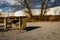 View of an abandoned table on an open ground