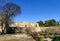 View of the Abbey Sainte-Marie of Valmagne from the garden of medicinal plants