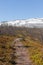 View from Abisko in northern Sweden hiking trail with mountain view Njulla