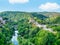 View from above with Boris Denev State Art Gallery and Monument to the Assen Dynasty two main tourist attraction in Veliko Tarnovo