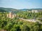 View from above with Boris Denev State Art Gallery and Monument to the Assen Dynasty two main tourist attraction in Veliko Tarnovo