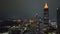 View from above of brightly illuminated high skyscraper buildings in downtown district of Atlanta city in Georgia, USA