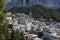 View from above on a city of Sankt Moritz in the Swiss Alps