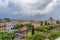 View above downtown of Rome, Italy. Beautiful city view beafore rain