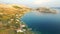 View from above of holiday houses on the island of Pag