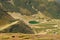 View from above of Lake Vorozheska in the Carpathian mountains