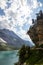 View above Oeschinen lake in swiss alps