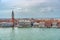 View from above over the Grand Canal with Doge s Palace (Palazzo Ducale) and Colonna di San Marco in Venice