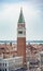 View from above over the Grand Canal with Doge s Palace (Palazzo Ducale) and Colonna di San Marco in Venice