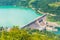 View from above on Perucac lake with hydroelectric dam in Serbia