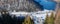 View from above to Pertisau tourist resort and lake Achensee in winter