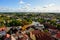 View from above to the town Waren `Mueritz` at the Mecklenburg Lake District