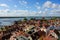 View from above to the town Waren `Mueritz` at the Mecklenburg Lake District