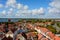 View from above to the town Waren `Mueritz` at the Mecklenburg Lake District