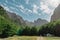 A view of the accursed mountains in the Grebaje Valley. Prokletije, also known as the Albanian Alps and the Accursed