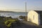 A view acreoss Ballyholme Bay in County Down Northern Ireland looking toward Bangor Harbour