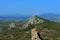 A view from the Acrocorinth Fortress to the Corinth and mountains.