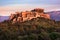 View of Acropolis from the Philopappos Hill in the Evening, Athens, Greece