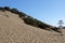 View across the desert landscape of Concon Dunes, a large area of sand dunes near Vina del Mar, Chile, South America