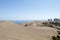 View across the desert landscape of Concon Dunes, a large area of sand dunes near Vina del Mar, Chile, South America