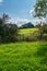 View across English farmland on sunny summers day