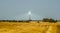 A view across the fields near Seville, Spain towards a solar concentrating power station