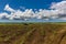 A view across fields of sugar cane growing on the Atlantic coast of Barbados