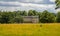 A view across the fields towards the ruins of Boughton House near Geddington, UK