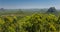 A view across the Glass House Mountains National Park, Australia