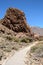 A view across lava field to teide from Mirador Llano de Ucanca observation deck, .Teide National Park, Tenerife, Canary Islands,